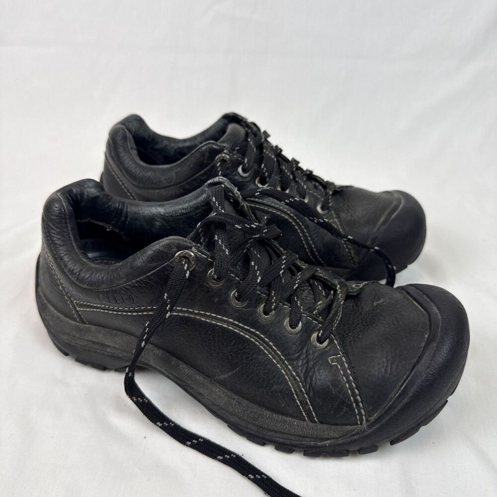 Keen Shoes Womens 9 Black Leather Lace-Up Low Top Comfort Work Walking Sneaker